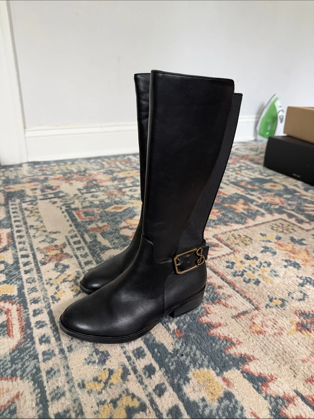 Gorgeous kids girls Black Leather Knee-High Riding Boots